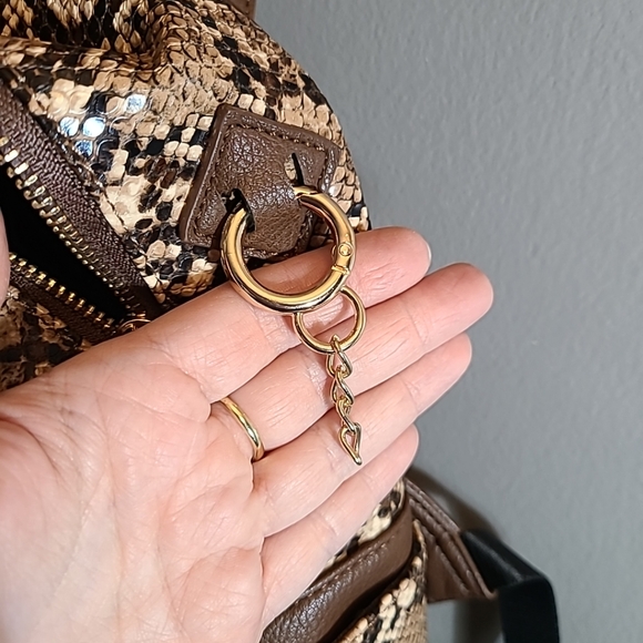 Like Dreams Faux brown snakeskin backpack. *missing fuzzy dangle in pictures - Picture 7 of 10